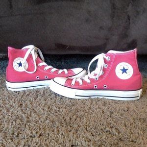 Converse, laced pink and white